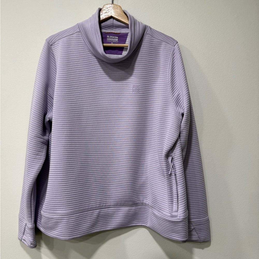 Duluth Trading Co Lavender Ribbed Cowl Neck Pullover